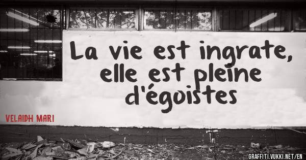 La vie est ingrate, elle est pleine d'égoistes