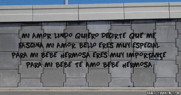MI AMOR LINDO QUIERO DECIRTE QUE ME FASCINA MI AMOR BELLO ERES MUY ESPECIAL PARA MI BEBE HERMOSA ERES MUY IMPORTANTE PARA MI BEBE TE AMO BEBE HERMOSA