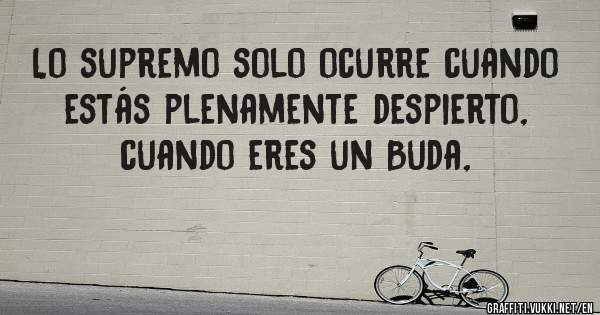 Lo supremo solo ocurre cuando estás plenamente despierto,
cuando eres un Buda, 