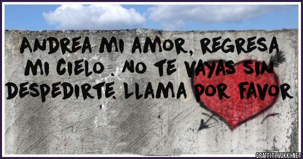 Andrea mi amor, regresa mi cielo . No te vayas sin despedirte. Llama por favor 