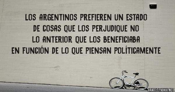Los Argentinos prefieren un estado de cosas que los perjudique no lo anterior que los beneficiaba en función de lo que piensan políticamente