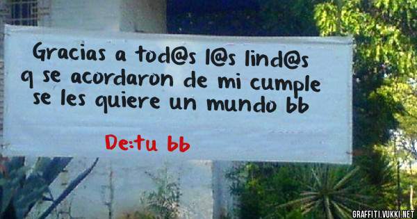 Gracias a tod@s l@s lind@s q se acordaron de mi cumple se les quiere un mundo bb