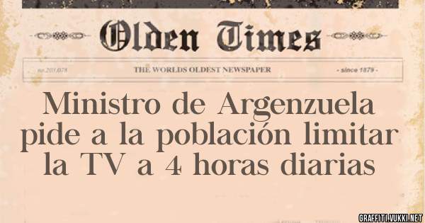 Ministro de Argenzuela pide a la población limitar la TV a 4 horas diarias