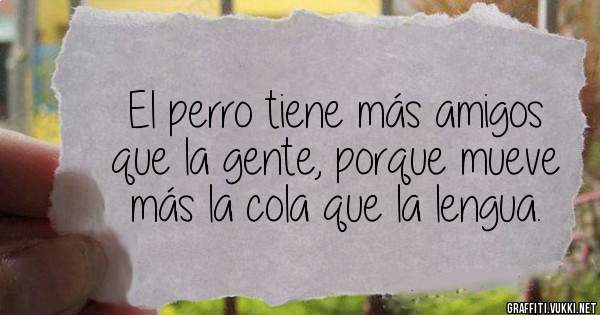 El perro tiene más amigos que la gente, porque mueve más la cola que la lengua.