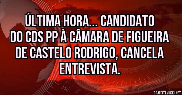 Última hora... candidato do CDS PP à câmara de Figueira de Castelo Rodrigo, cancela entrevista. 
