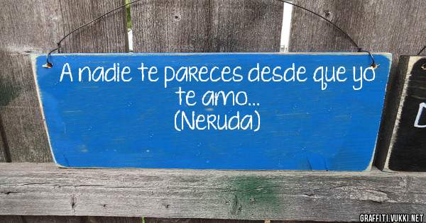 A nadie te pareces desde que yo te amo...
(Neruda)