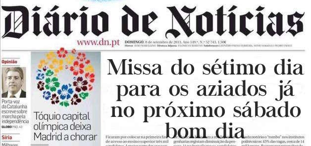 Missa do sétimo dia para os aziados já no próximo sábado bom dia