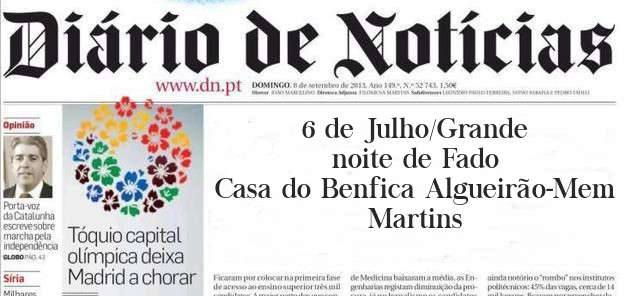    6 de Julho/Grande noite de Fado
Casa do Benfica Algueirão-Mem Martins