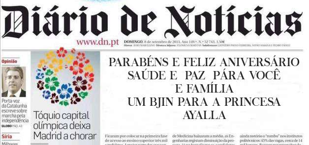 PARABÉNS E FELIZ ANIVERSÁRIO
SAÚDE E  PAZ  PÁRA VOCÊ E FAMÍLIA
UM BJIN PARA A PRINCESA AYALLA