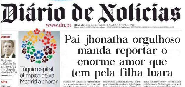 Pai jhonatha orgulhoso manda reportar o enorme amor que tem pela filha luara