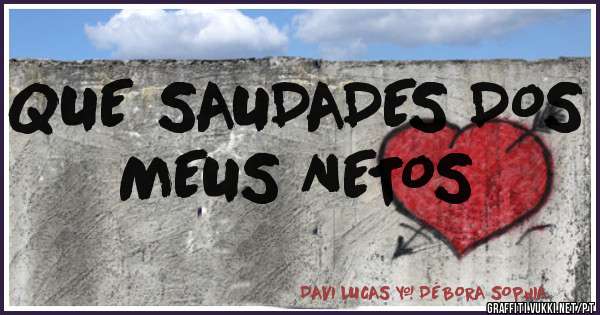 QUE SAUDADES DOS MEUS NETOS 