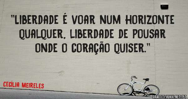 ''Liberdade é voar num horizonte qualquer, liberdade de pousar onde o coração quiser.''