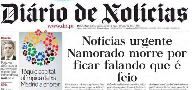 Noticias urgente
Namorado morre por ficar falando que é feio