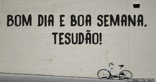 Bom dia e boa semana, tesudão!
