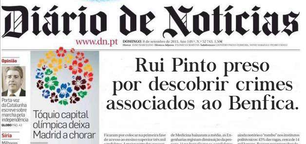 Rui Pinto preso por descobrir crimes associados ao Benfica.