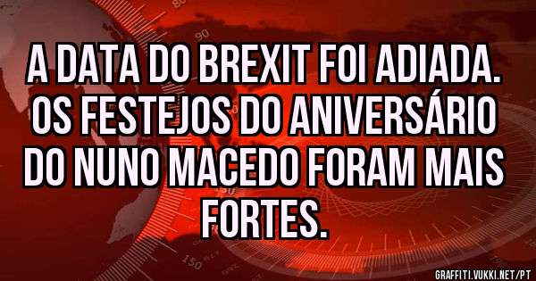 A data do Brexit foi adiada. Os festejos do aniversário do Nuno Macedo foram mais fortes.