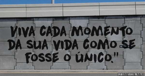 Viva cada momento da sua vida como se fosse o único.''