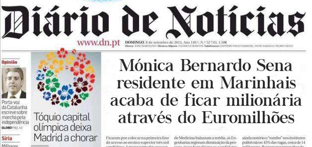 Mónica Bernardo Sena residente em Marinhais acaba de ficar milionária através do Euromilhões