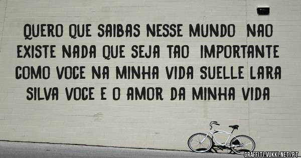 Quero que saibas nesse mundo  nao existe nada que seja tao  importante como voce na minha vida Suelle Lara silva voce e o amor da minha vida