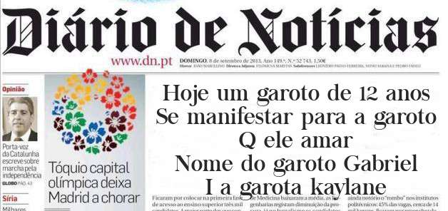 Hoje um garoto de 12 anos Se manifestar para a garoto Q ele amar 
Nome do garoto Gabriel I a garota kaylane 