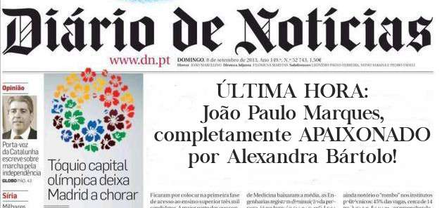 ÚLTIMA HORA:
João Paulo Marques, completamente APAIXONADO por Alexandra Bártolo!