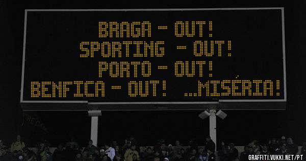 BRAGA - out!
SPORTiNG  - out!
PORTO - out!
BENFICA - out!   ...miséria!