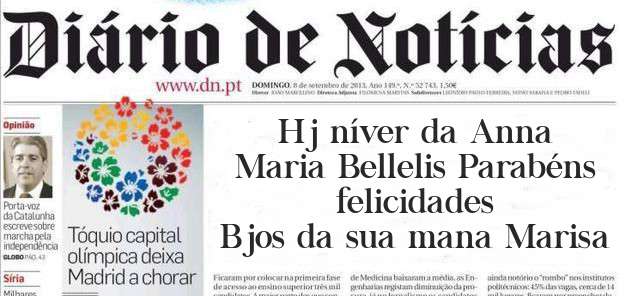 Hj níver da Anna Maria Bellelis Parabéns felicidades
Bjos da sua mana Marisa

