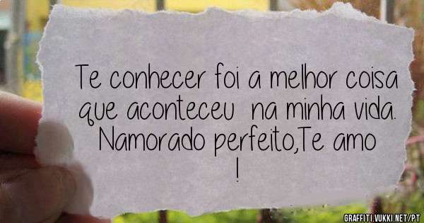 Te conhecer foi a melhor coisa que aconteceu  na minha vida. 
Namorado perfeito,Te amo !