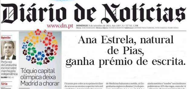 Ana Estrela, natural de Pias,
ganha prémio de escrita.