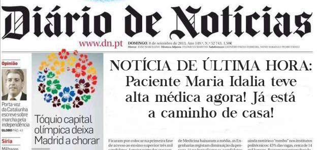 NOTÍCIA DE ÚLTIMA HORA: Paciente Maria Idalia teve alta médica agora! Já está a caminho de casa!