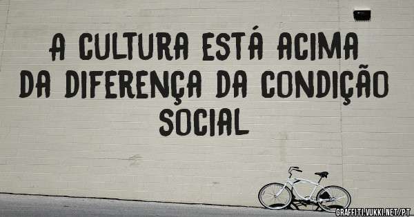 A cultura está acima da diferença da condição social