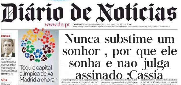 Nunca substime um sonhor , por que ele sonha e nao julga  
 assinado :Cassia 