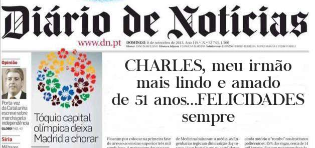 CHARLES, meu irmão mais lindo e amado de 51 anos...FELICIDADES sempre