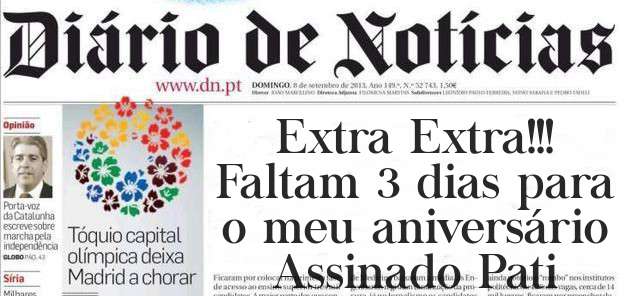 Extra Extra!!!
Faltam 3 dias para o meu aniversário 

Assinado Pati