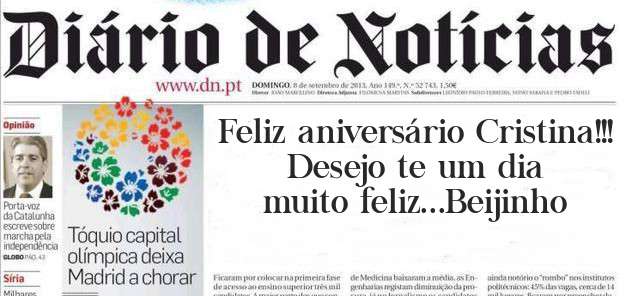Feliz aniversário Cristina!!! Desejo te um dia muito feliz...Beijinho