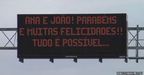Ana e João! Parabéns e muitas felicidades!! Tudo é possível...