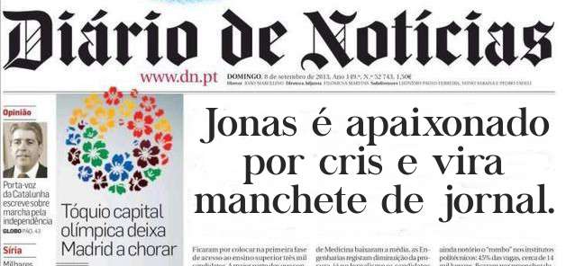 Jonas é apaixonado por cris e vira manchete de jornal.