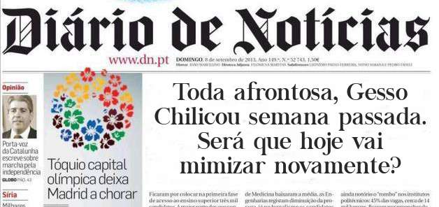 Toda afrontosa, Gesso Chilicou semana passada.
Será que hoje vai mimizar novamente?