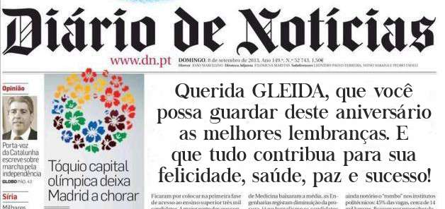 Querida GLEIDA, que você possa guardar deste aniversário as melhores lembranças. E que tudo contribua para sua felicidade, saúde, paz e sucesso!