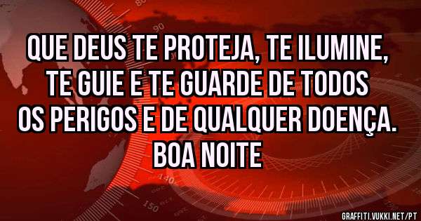 Que Deus te proteja, te ilumine, te guie e te guarde de todos os perigos e de qualquer doença.

Boa Noite