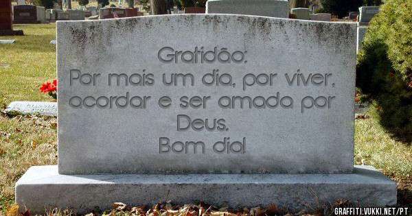 Gratidão:
Por mais um dia, por viver, acordar e ser amada por Deus.
Bom dia!