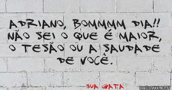 Adriano, bommmm dia!! Não sei o que é maior, o tesão ou a saudade de você.