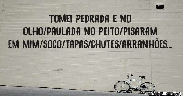 Tomei pedrada e no olho/Paulada no peito/pisaram em mim/soco/tapas/chutes/arranhões...
