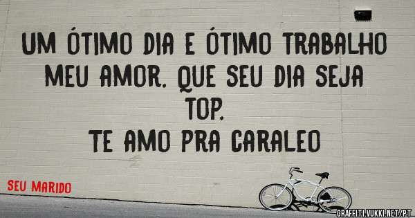 Um ótimo dia e ótimo trabalho meu amor. Que seu dia seja top.
Te amo pra caraleo