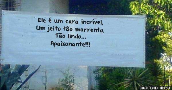 Ele é um cara incrível,
Um jeito tão marrento,
Tão lindo… 
Apaixonante!!!