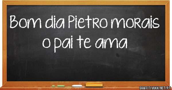 Bom dia Pietro morais  o pai te ama 