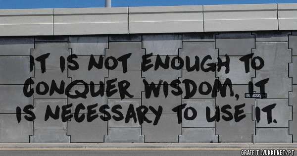 It is not enough to conquer wisdom, it is necessary to use it.