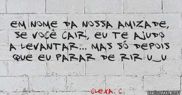 Em nome da nossa amizade, se você cair, eu te ajudo a levantar... mas só depois que eu parar de rir U_u 