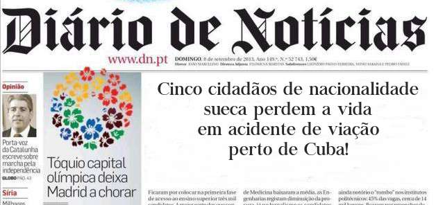 Cinco cidadãos de nacionalidade sueca perdem a vida em acidente de viação perto de Cuba!