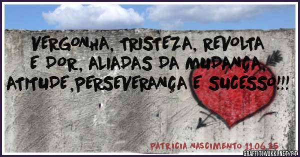 VERGONHA, TRISTEZA, REVOLTA E DOR, ALIADAS DA MUDANÇA, ATITUDE,PERSEVERANÇA E SUCESSO!!!